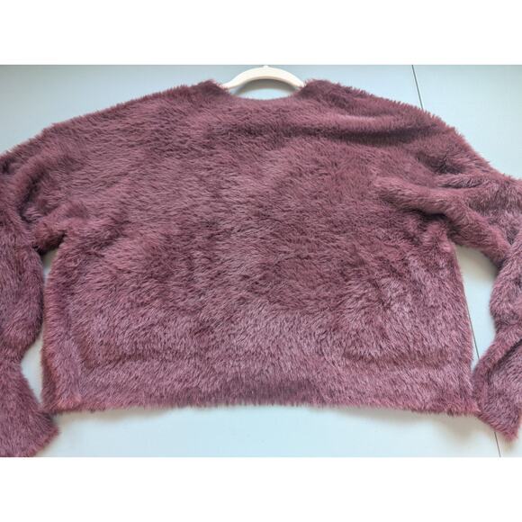 NWT L'Agence Harriet Fuzzy Knit Blouson Sleeve Cardigan Size XXL Burgundy #3D511 - Picture 7 of 11